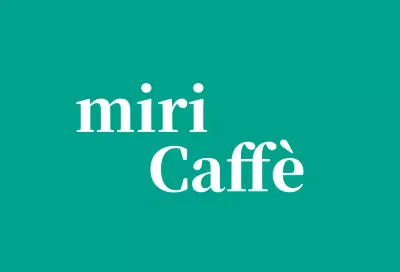 Cafe Ballette su sfondo turchese con logo in inglese