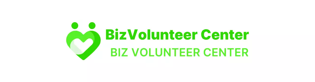 Simple heart-shaped symbol logo style in green color Volunteer center promotional material