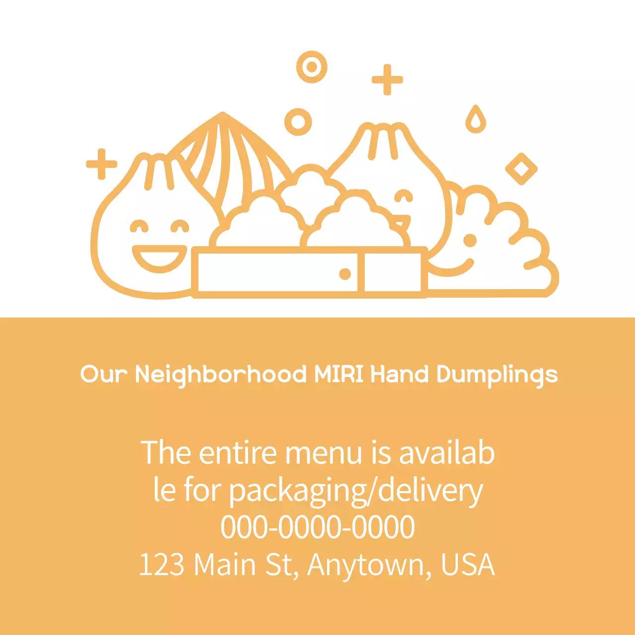 Yellow illustration cute restaurant dumpling promotional label