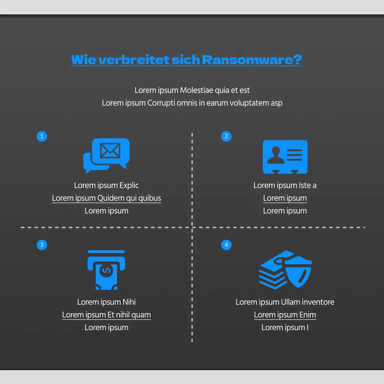 Blaue und schwarze Ransomware cardnews