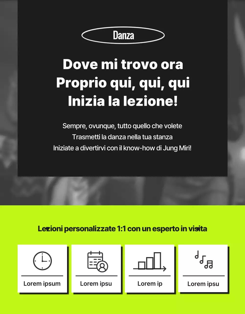 Lezioni di danza alla moda in nero e neon