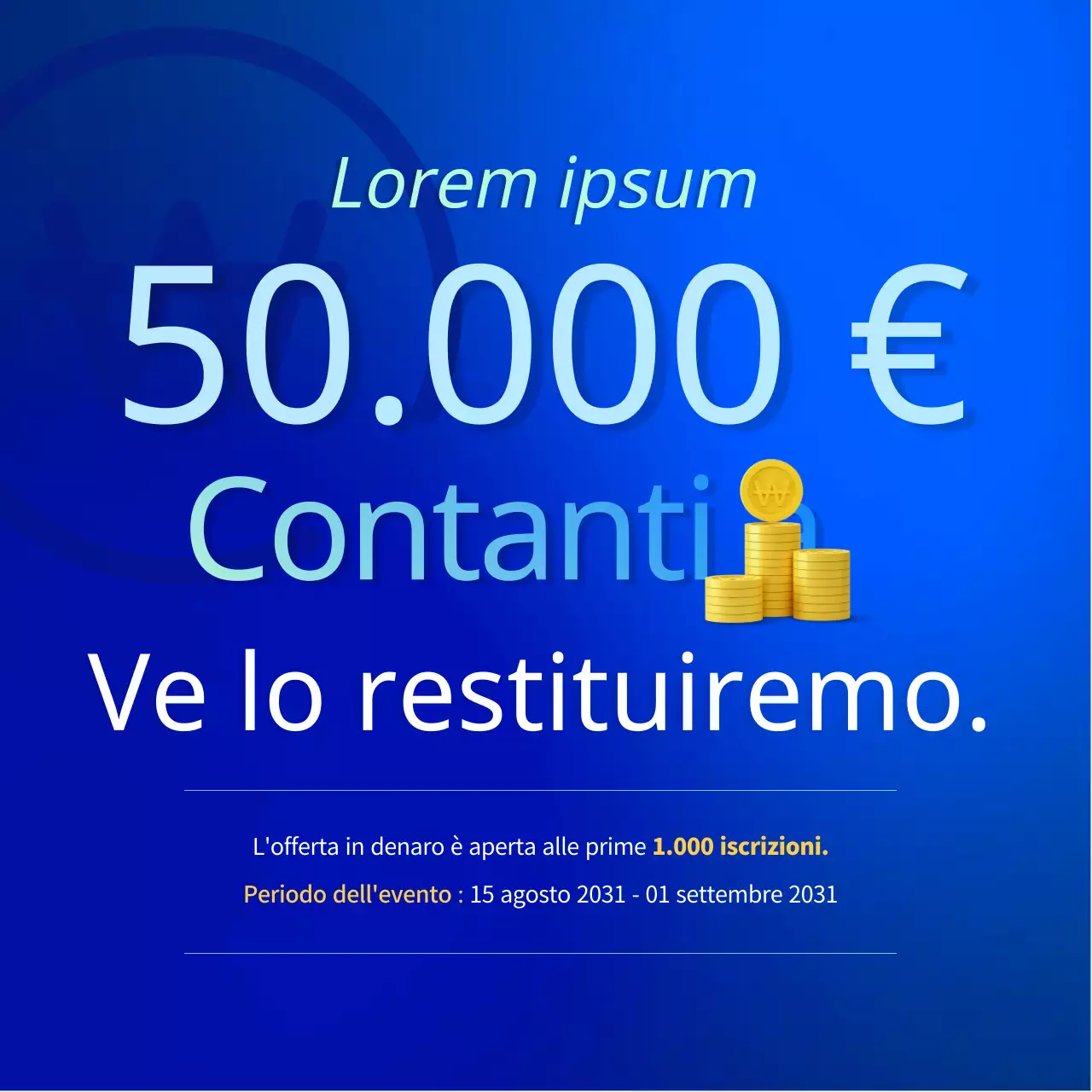 Blu e azzurro gradiente stock evento social media quadrato