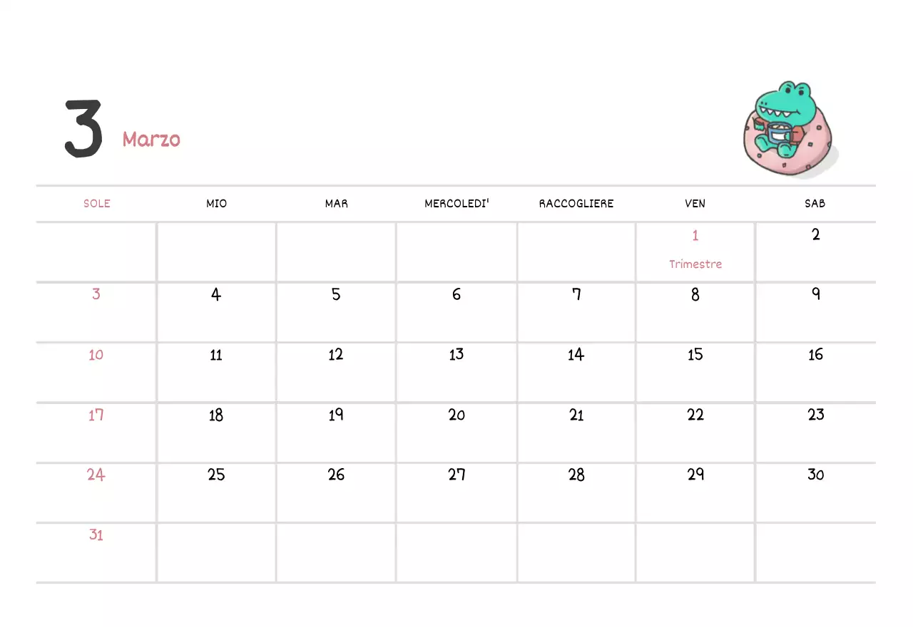 Un calendario con un simpatico concetto di illustrazione di Argo
