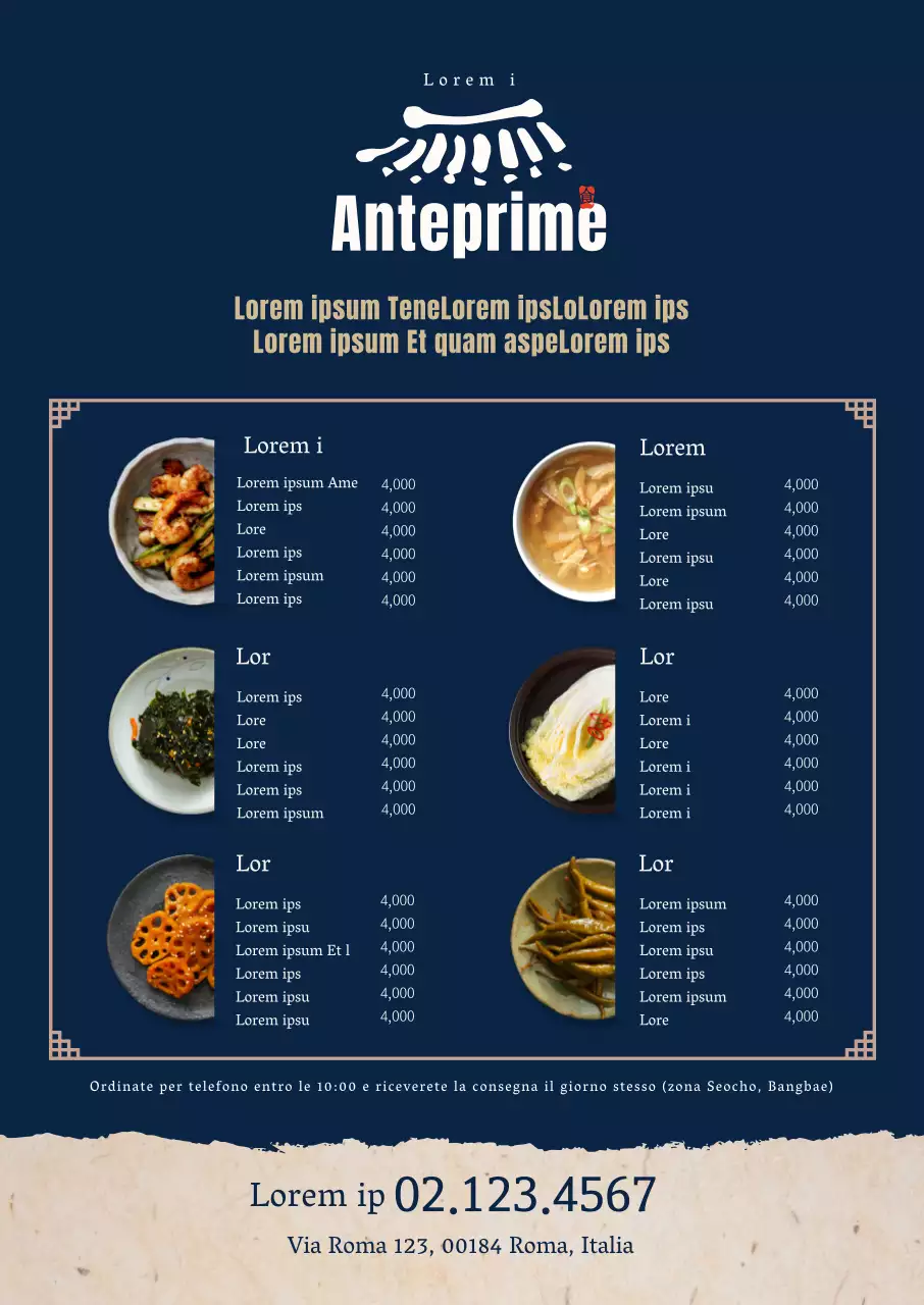 Listino prezzi promozionale per gastronomie