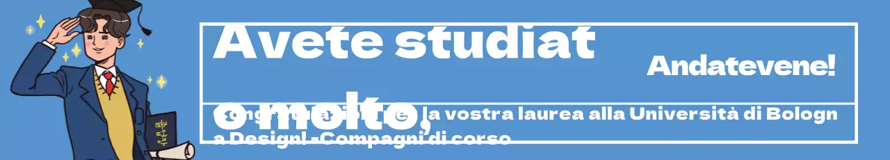 Annuncio di congratulazioni per la laurea con scritte illustrate in blu