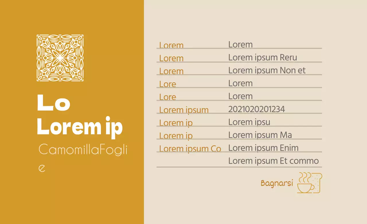 Logo ocra etichetta dettaglio camomilla alimentare ordinata