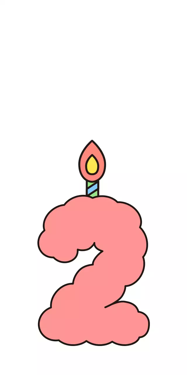 Candle-shaped decoration with colorful cloud-like clouds