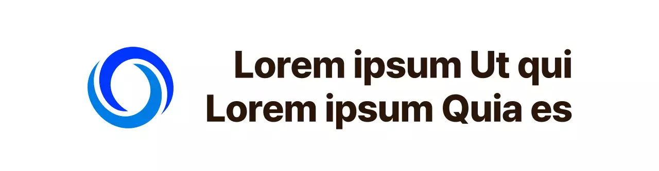 Text layout with a simple symbolic logo in blue and light blue Alignment style Promotional piece highlighting a corporate slogan