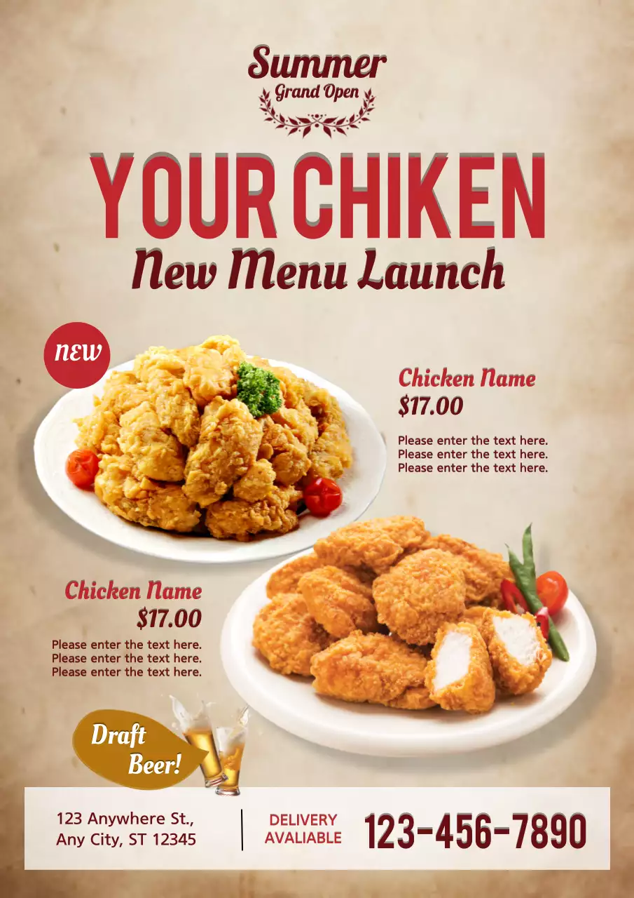 Beige Traditional Chicken Promotion Poster