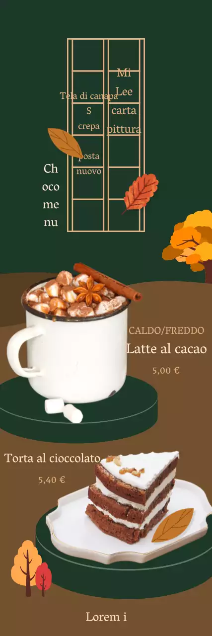 Promuovete le bevande autunnali del caffè in verde e marrone