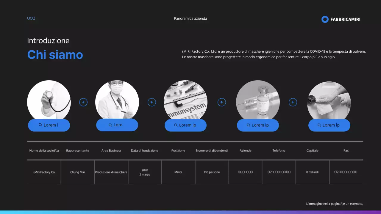 Proposta di produzione in conto deposito in blu e nero