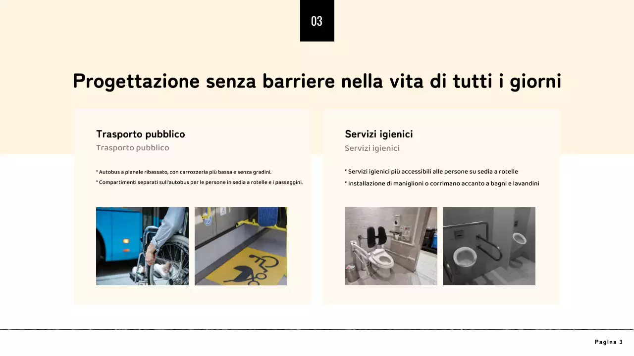 Presentazione gialla di design minimalista senza barriere