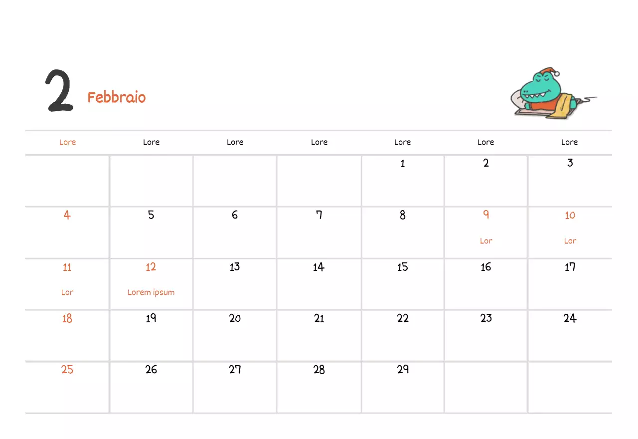 Un calendario con un simpatico concetto di illustrazione di Argo