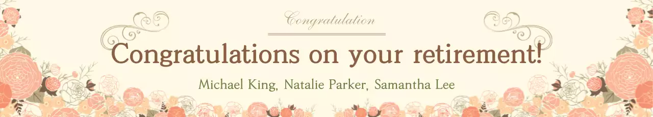 Faixa de parabéns pela aposentadoria floral bege