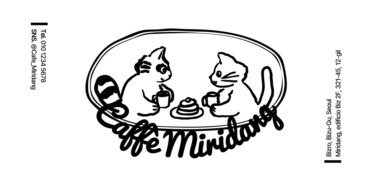 Carino procione e gatto illustrazione emblema stile logo per caffè informazioni e servizi
