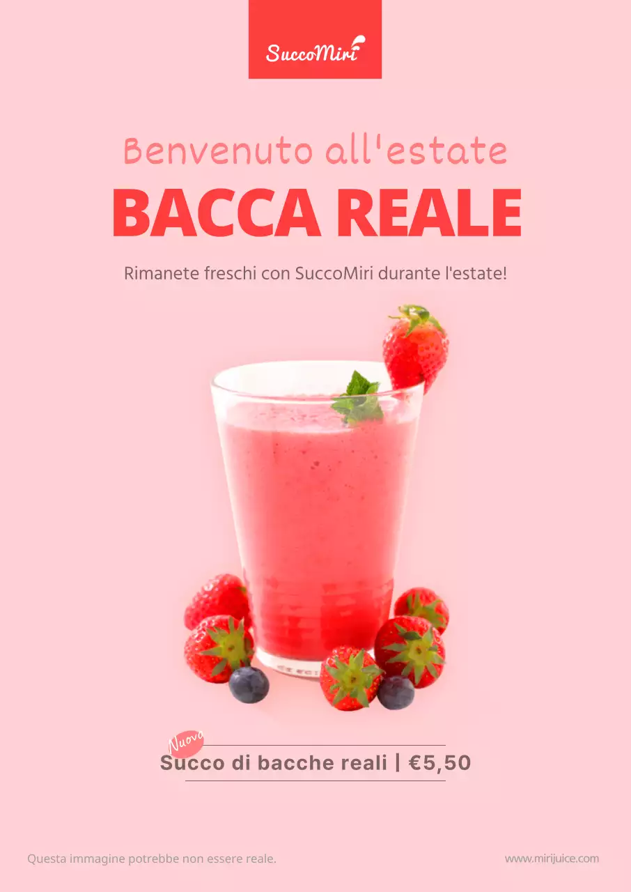 Poster per succhi di frutta rosa estivi