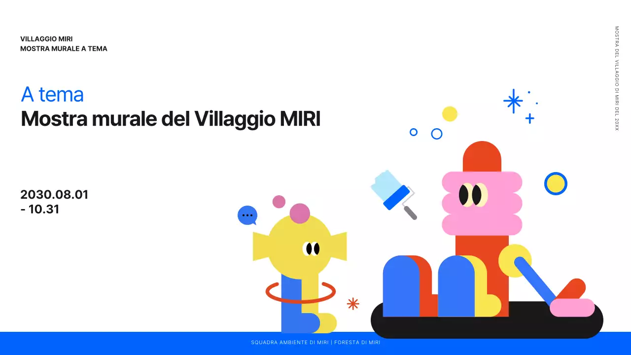 Progettare una mostra di murales illustrati e puliti in bianco, blu e verde