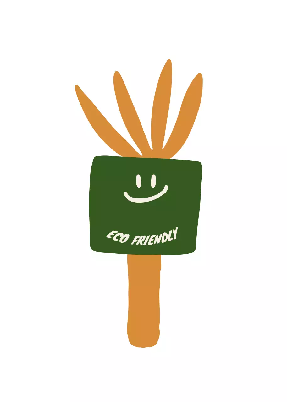 Eco-friendly vegan product guide with orange and green minimalist organic concept illustrations