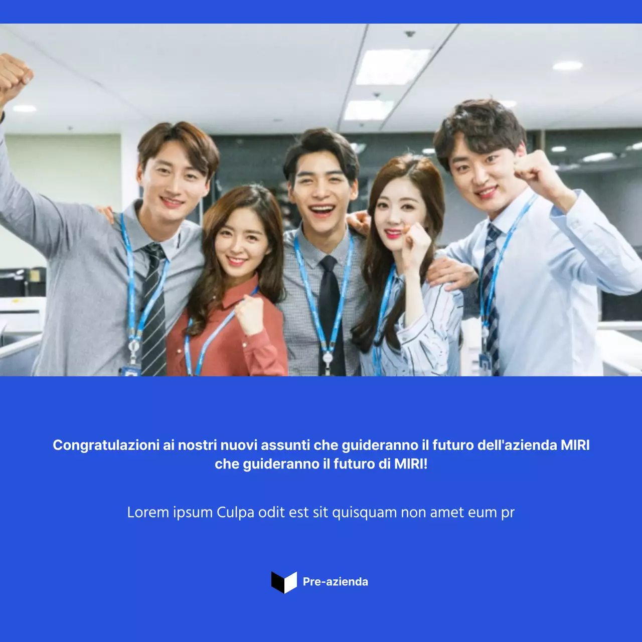 Un'introduzione pulita e semplice ai nuovi dipendenti in tonalità blu CardNews