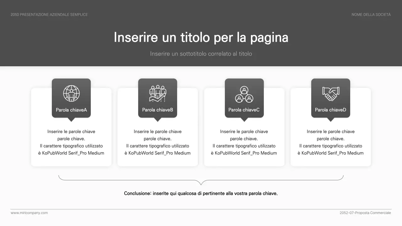 Presentazione aziendale semplice ed essenziale in bianco e nero