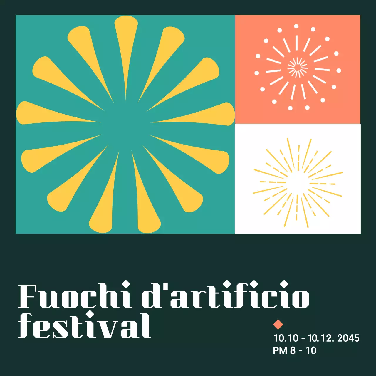 Poster di fuochi d'artificio turchesi