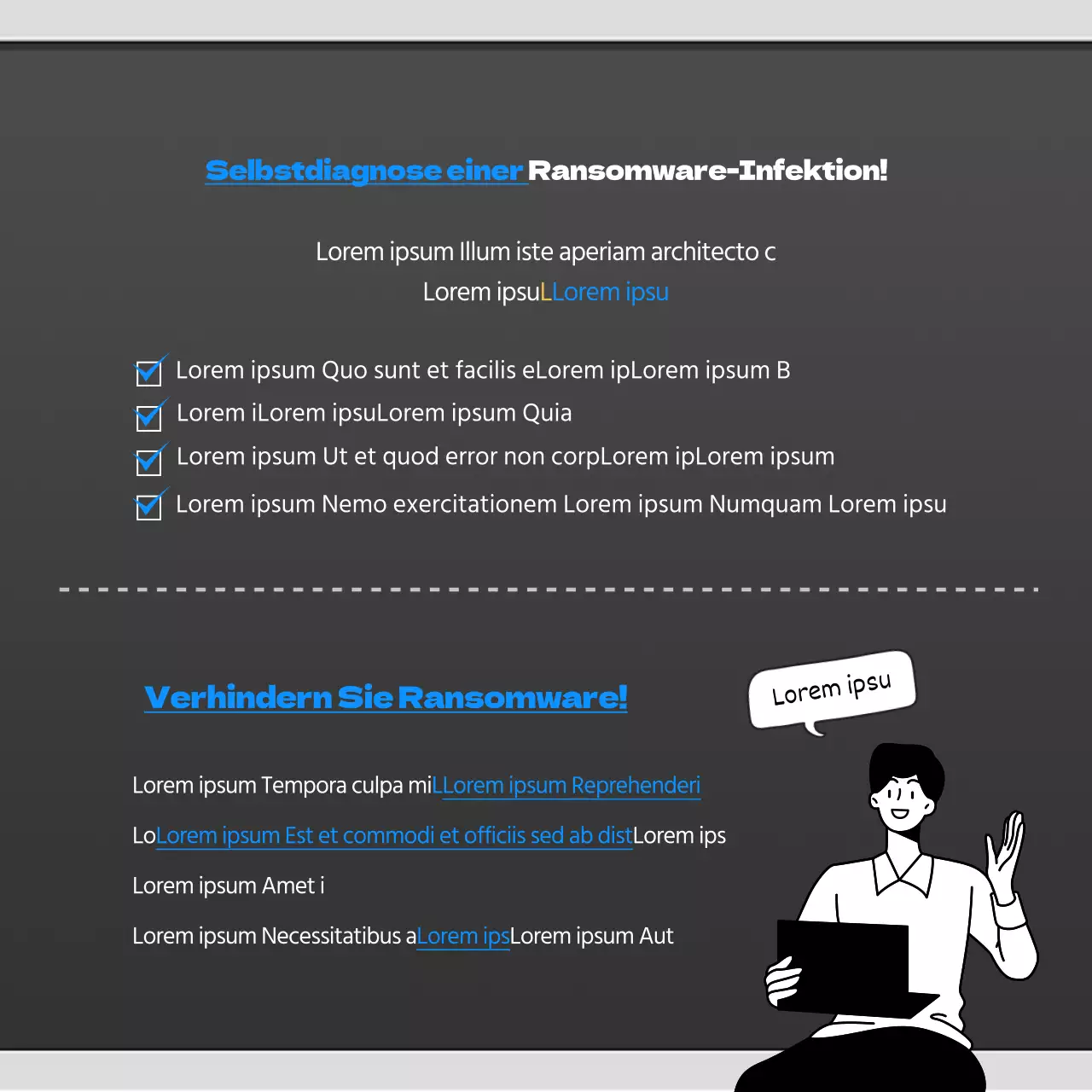 Blaue und schwarze Ransomware cardnews