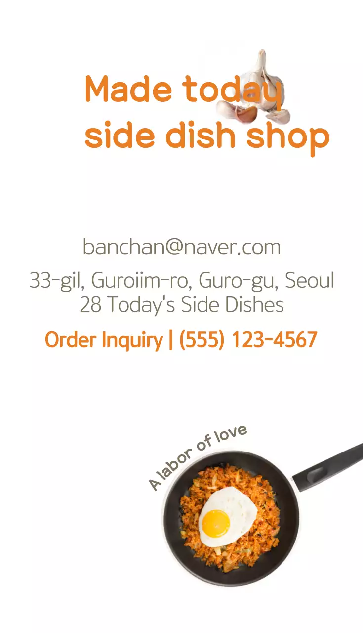 Danh thiếp quảng cáo thực phẩm truyền thống màu cam