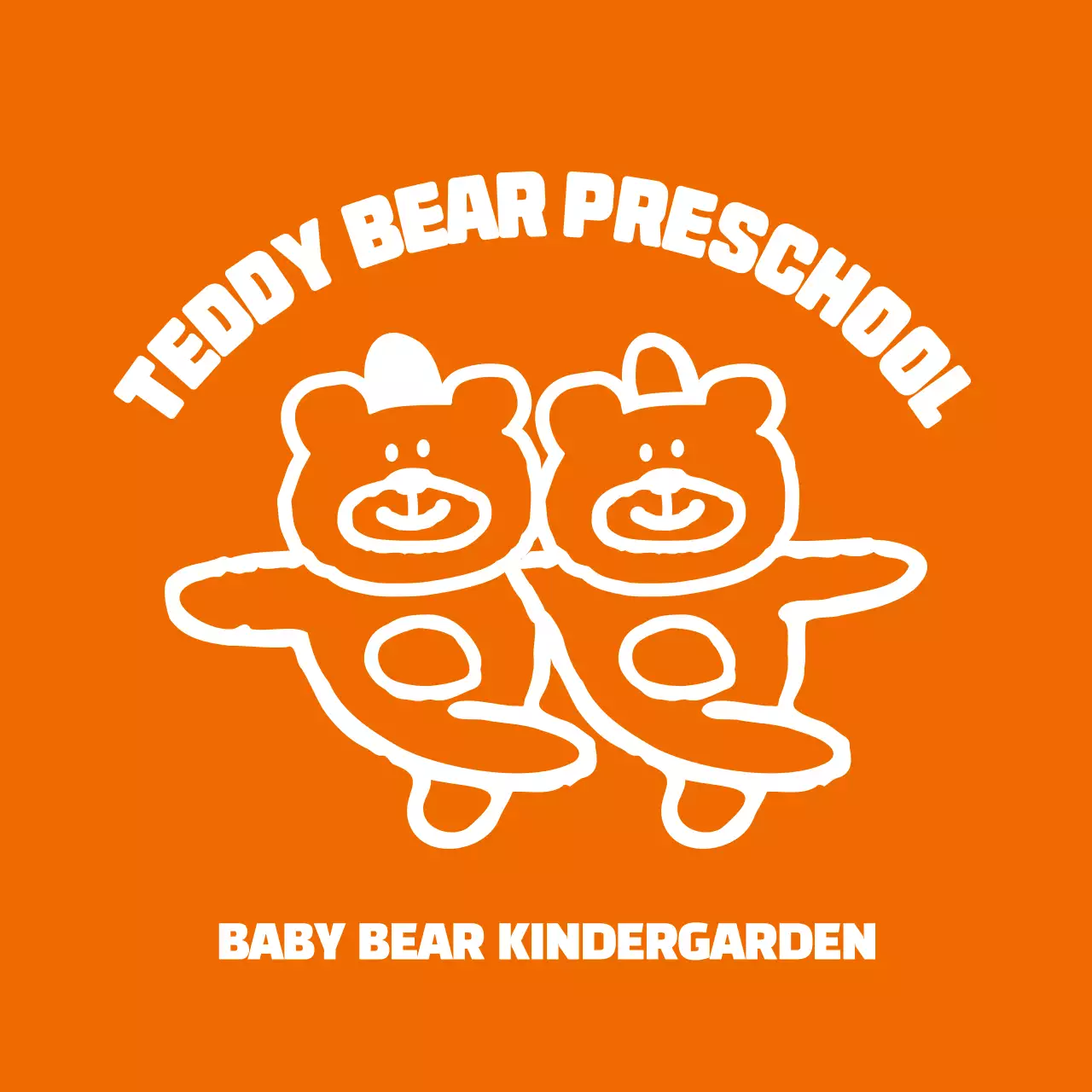 Kaos kelompok untuk piknik prasekolah dengan ilustrasi beruang ramah berwarna oranye dan putih