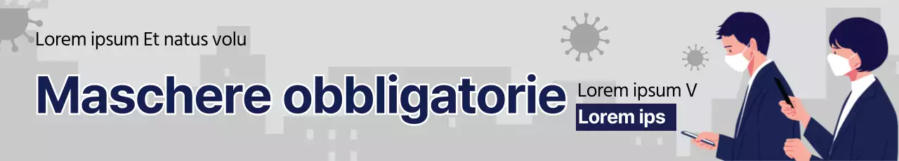 Illustrazione della maschera corona grigio blu navy con istruzioni per l'uso