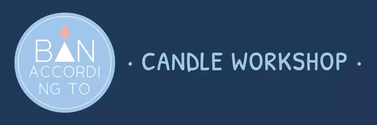 Simple modern text logo style in light blue and white for candle shop staff and experience