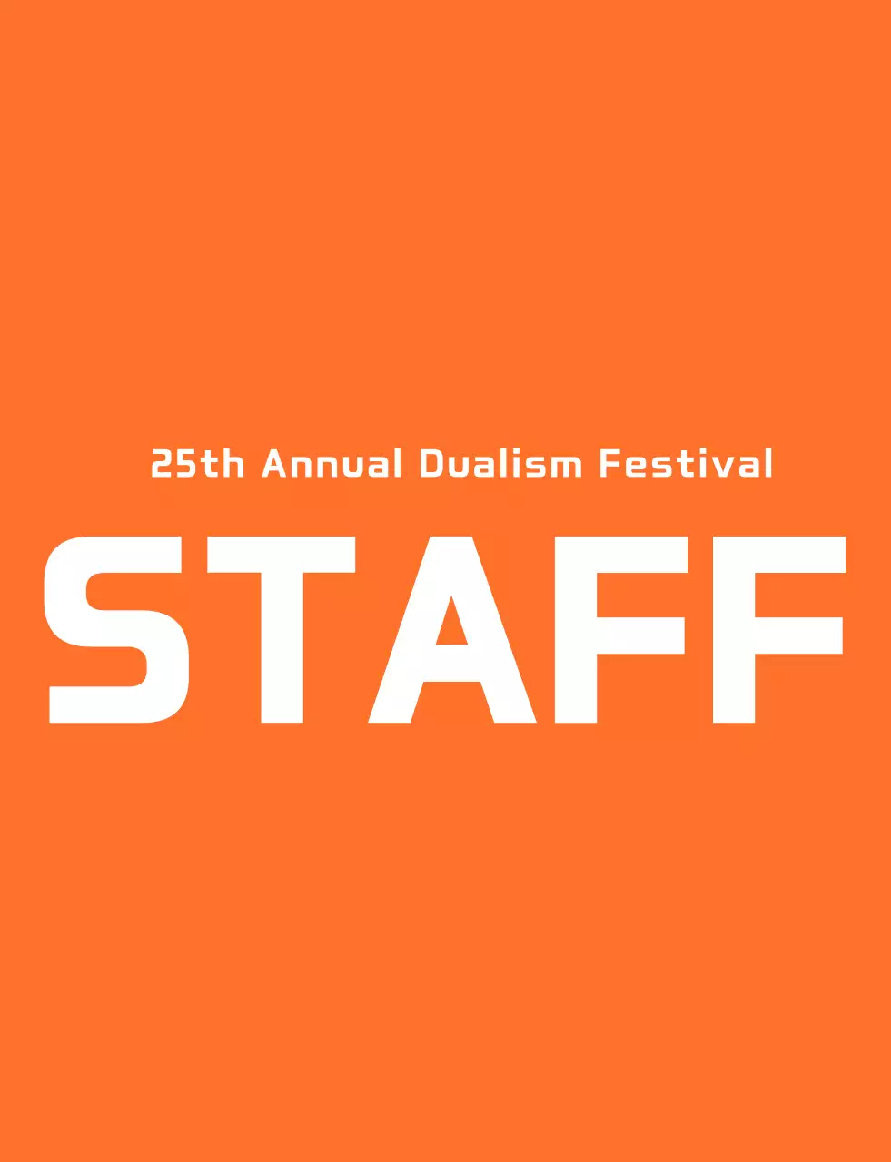 High school festival staff t-shirt in a clean, orange-and-white emblem logo style.