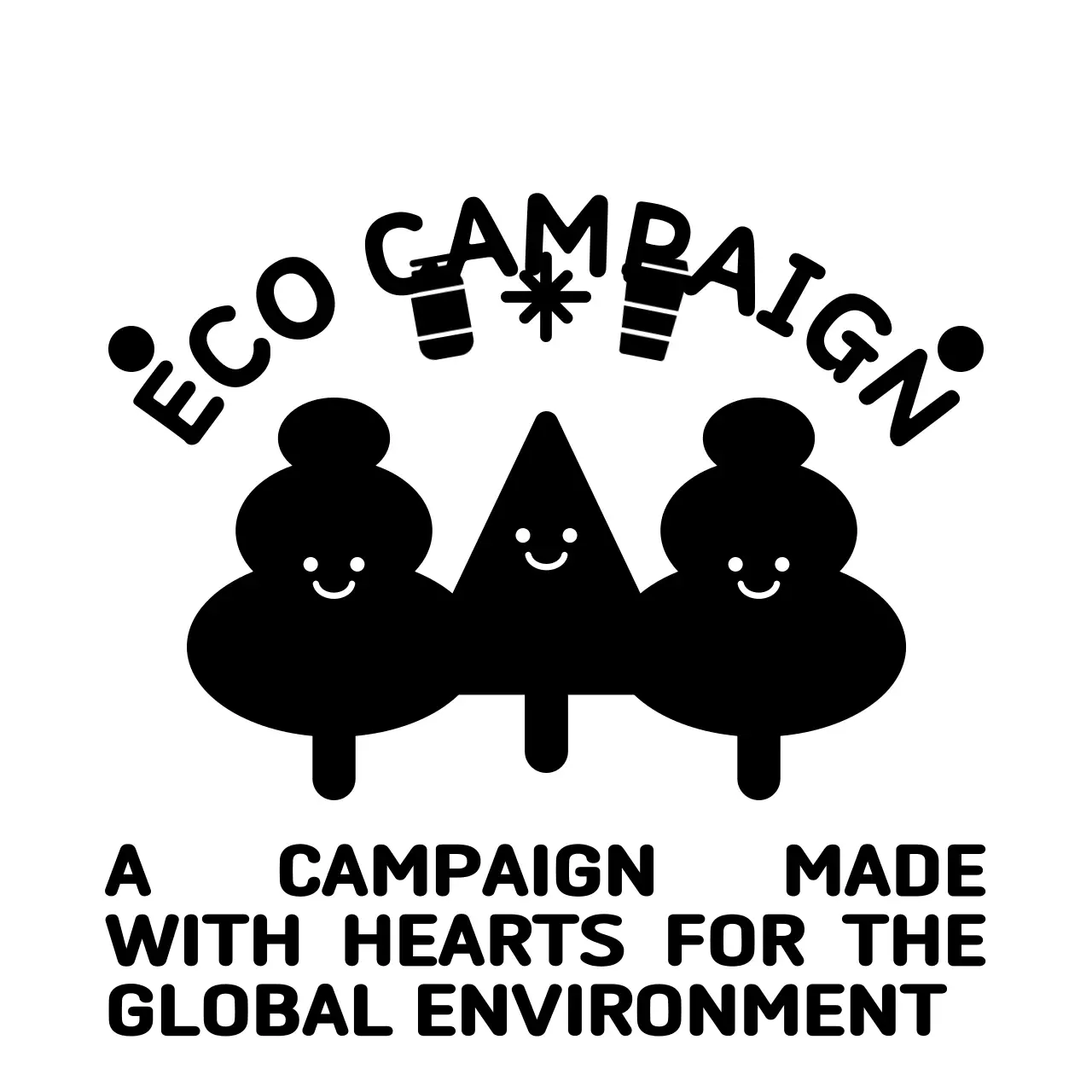 Promosikan kampanye lingkungan Anda dengan kombinasi karakter kayu yang lucu dan teks dalam gaya yang bergaya