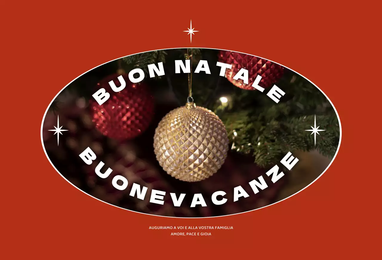 Cartolina natalizia rossa con foto