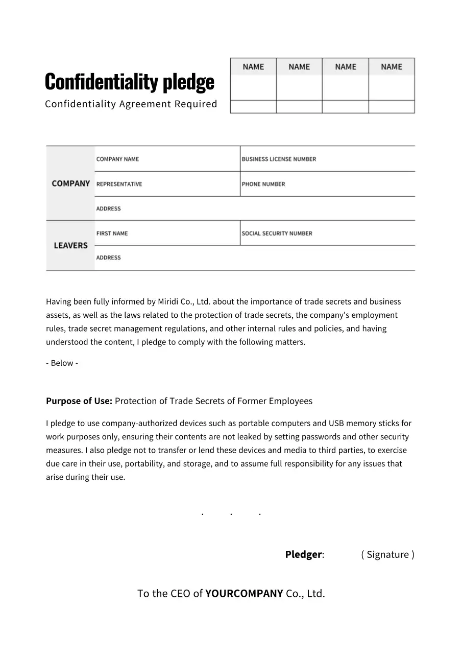 Black Professional Confidentiality Document