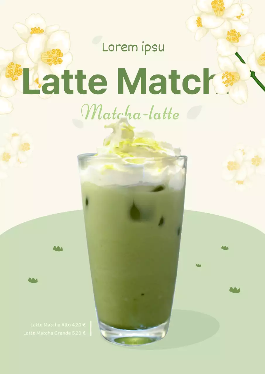 Poster del matcha latte ispirato alla primavera