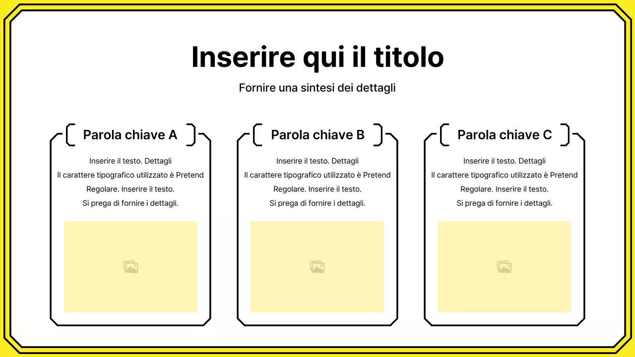 Evidenziate le parole chiave con un semplice stile a linee in giallo e menta.