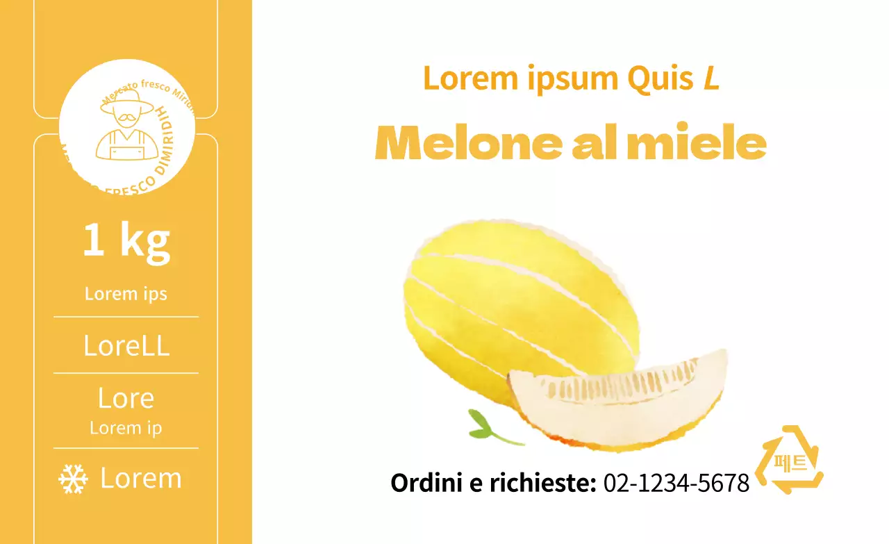 Prodotti estivi melone illustrazione semplice adesivi per colore