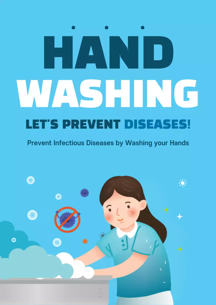 Blue Simple Hygiene Announcement Poster