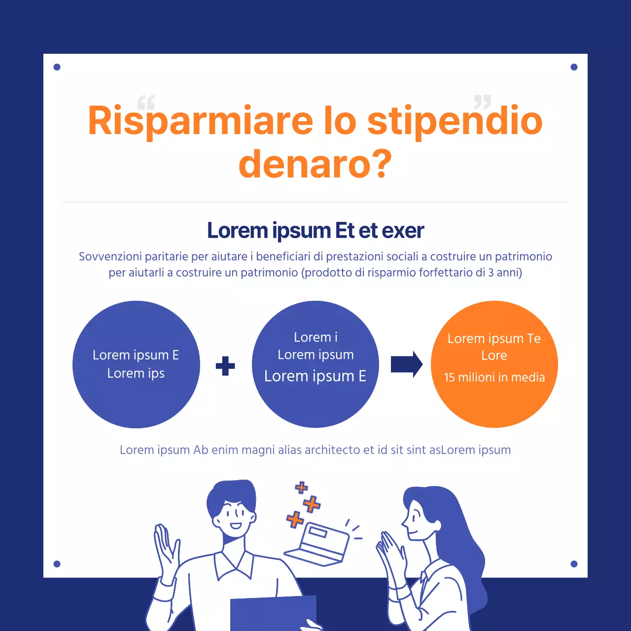 Design della carta delle novità della politica giovanile blu e arancione dei quattro re