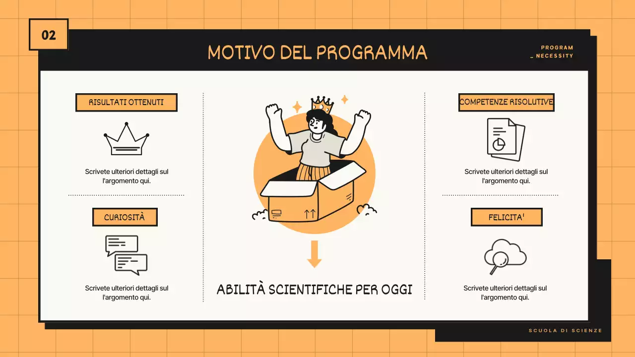 Proposta di programma per le classi di scienze con linee tonali arancioni e nere