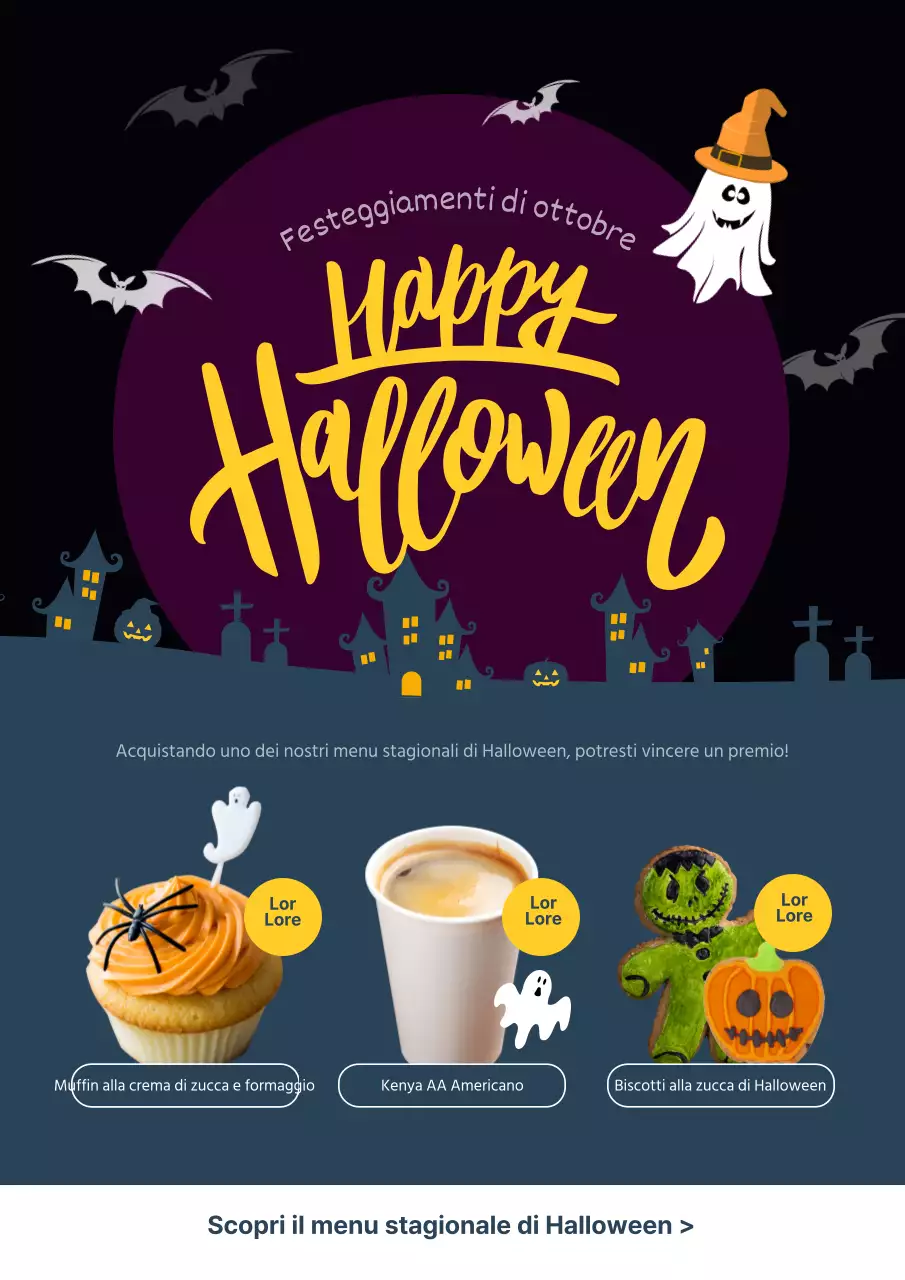 Menu bevande di Halloween eventi