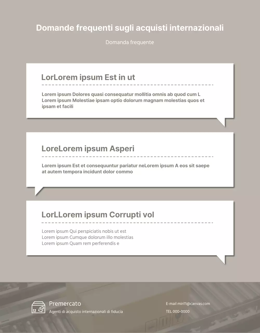 Modello di agente di acquisto internazionale beige e tranquillo