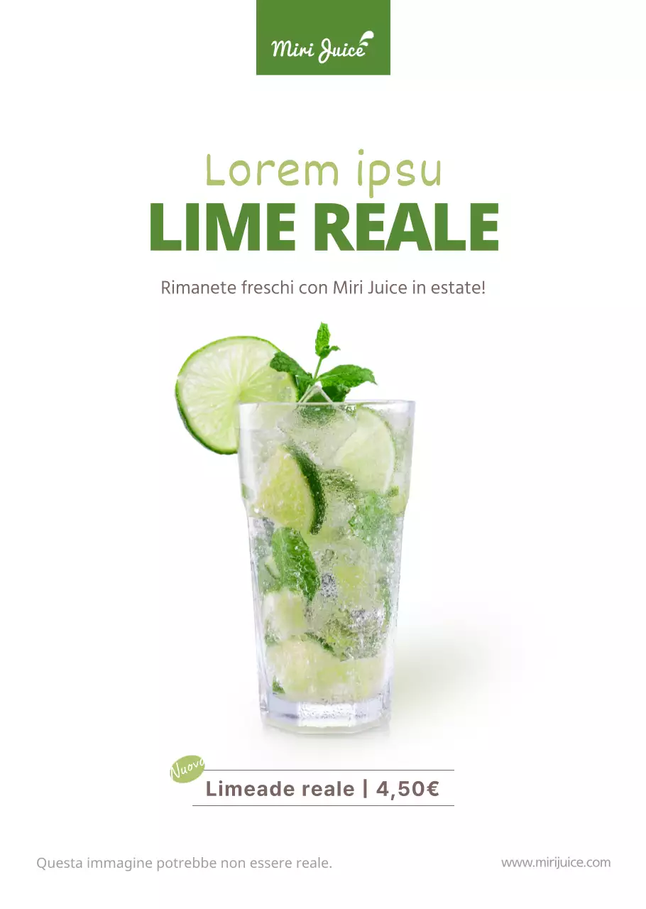 Promuovere le bevande estive con uno stile pulito e verde lime