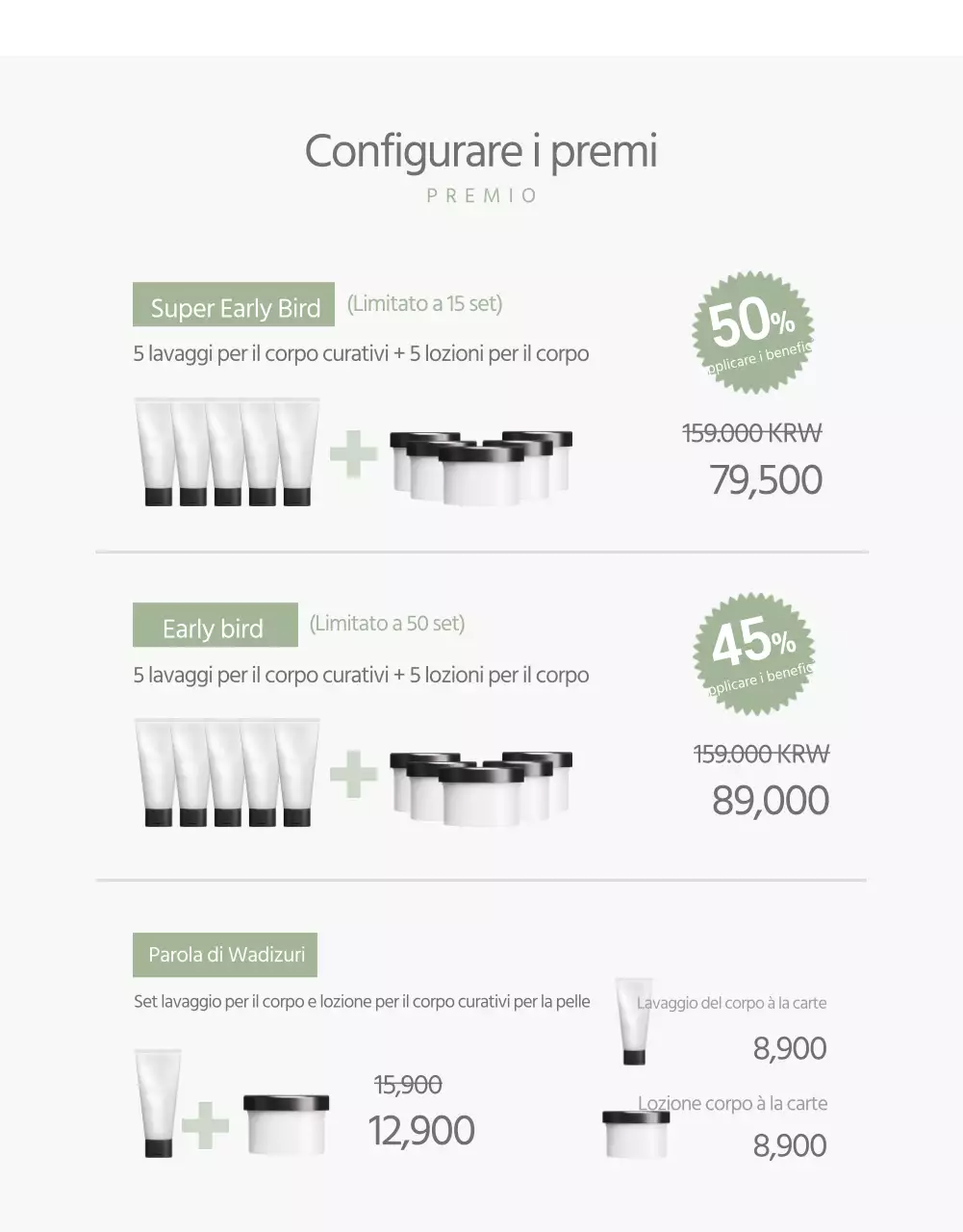 Pagina di dettaglio del prodotto corpo