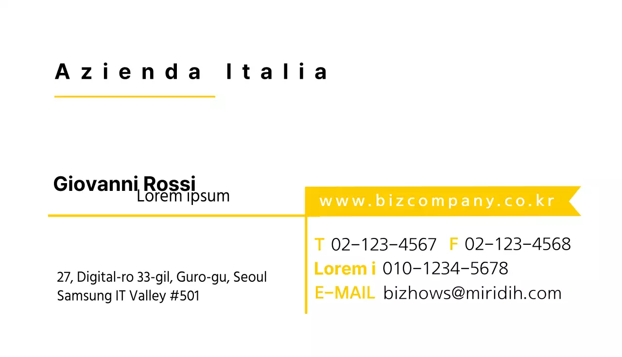 Biglietto da visita aziendale giallo