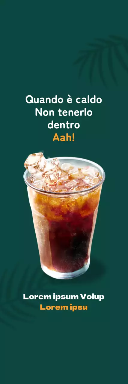 Iced Americano Cafe evento con ombra di palma su sfondo verde