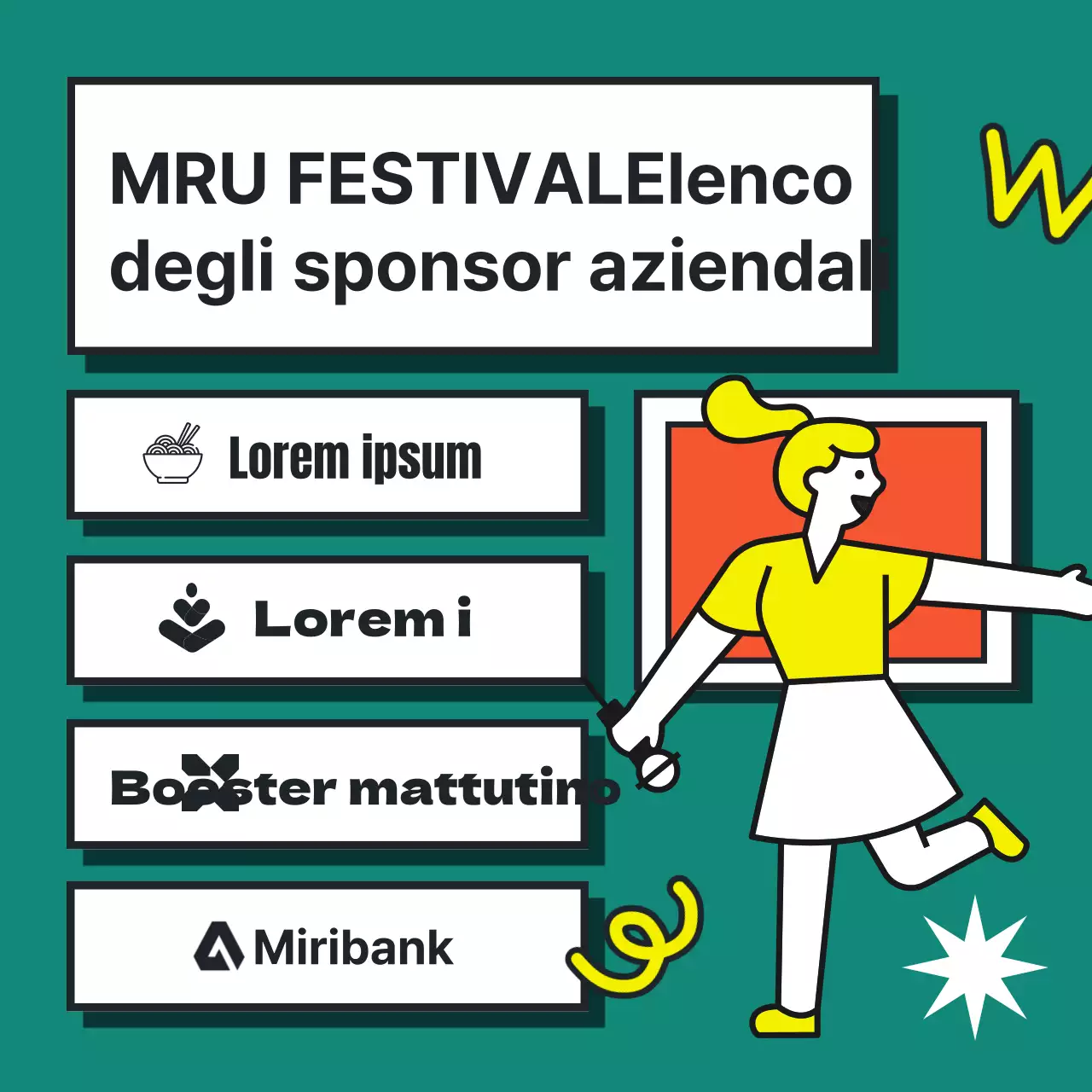 Illustrazione colorata in stile pop art per promuovere un festival universitario