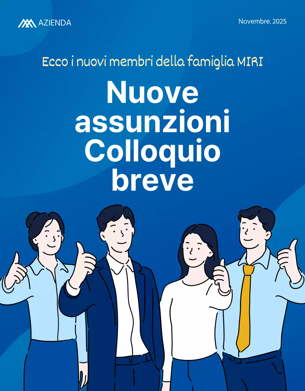 Pagina aziendale blu per le nuove assunzioni