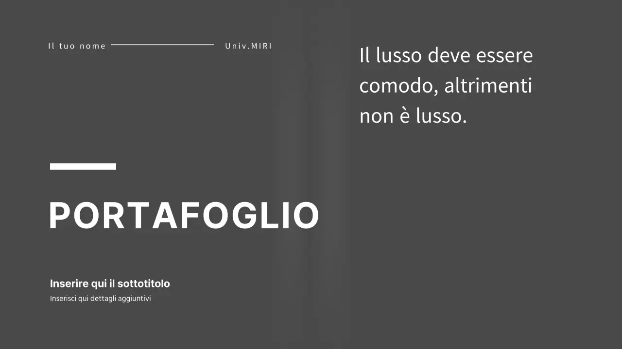 Presentazione del portafoglio