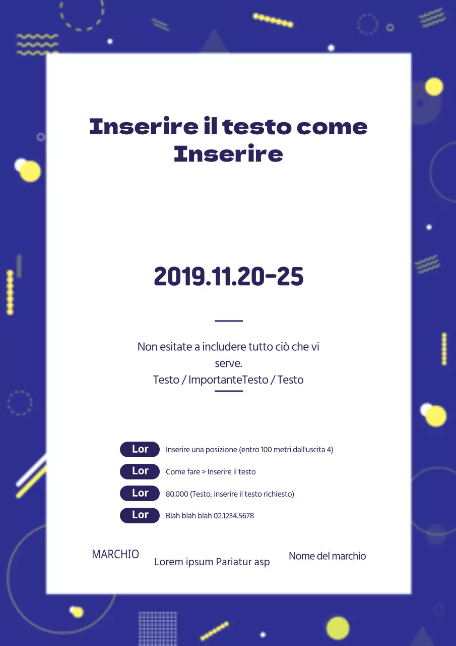 Un cartello con varie illustrazioni blu di forme